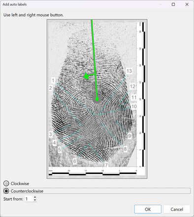 Automatic numbering of points with a line. image