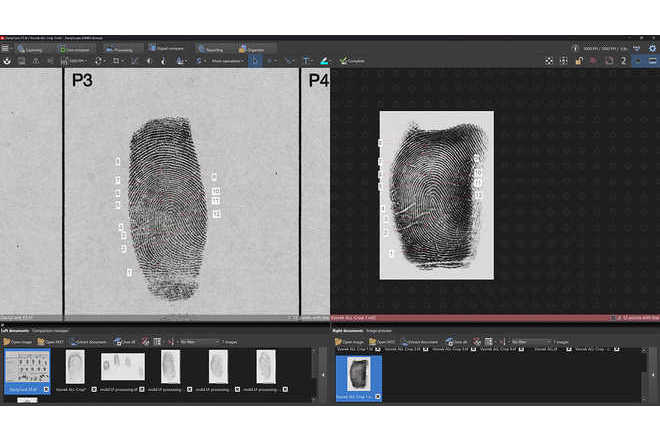 LUCIA Forensic-Vergleichsfenster im dunklen GUI-Modus. image