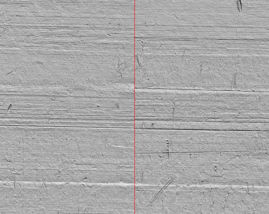 Vergleich von Produktionsmarkierungen auf Oberfläche von 2 Kupferkabelteilen image